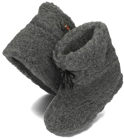 BeComfy Warme Hausschuhe Damen Herren Hüttenschuhe aus Schafwolle Wollhausschuhe Unisex Hausstiefel mit Schnürsenkeln 36-46 (Graphit, EU Schuhgrößensystem, Erwachsene, Numerisch, M, 38)