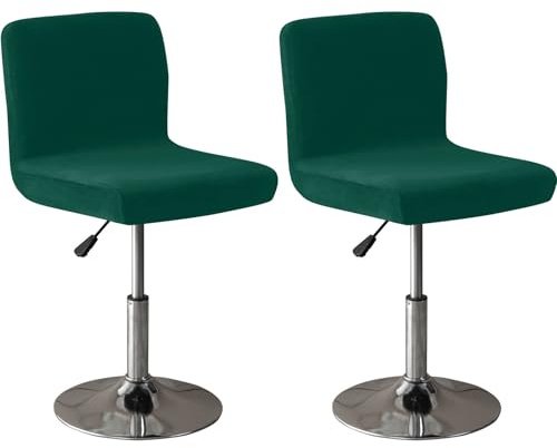 CLGTY samt barhocker bezug mit Rückenlehne 2 Stück, Stretch stuhlhussen barhocker Abnehmbar Stuhlbezug mit elastischem Boden für Küche Bar Zähler-dunkelgrün-2 Stück