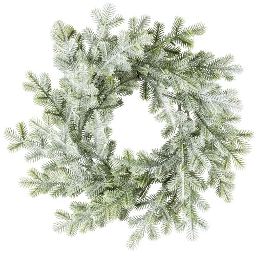 CREATIV green künstlicher Taxuskranz geeist 28 cm I Weihnachtskranz mit glitzernden naturgetreuen Ästen I hochwertiger Tannen-Weihnachtskranz I Adventskranz künstlich I Türschmuck Weihnachtsdeko