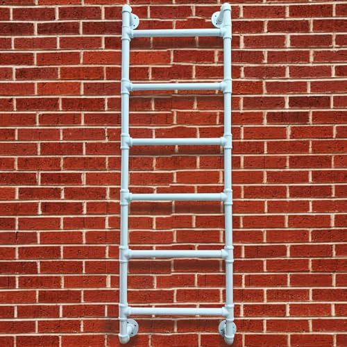 GODFSAHG Industrial Iron Pipe Bunk Bed Ladder, Wall Mounted Metal Step Ladder for Home Loft Climbing Ladders for Outside Deck RV, 300LBS Load Emergency Window Egress Ladders(140cm/55in)