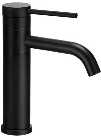 Black Basin Mixer Tap Bathroom Sink Tap with Swivel Spout, Modern Matte Black Bathroom Taps Mono Single Lever Hot and Cold Basin Taps