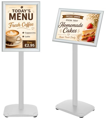 VAIIGO A3 Sign Stand, Heavy Duty Poster Stand, Floor Standing Sign Holder, | Adjustable Aluminum Snap Frame, A3 Menu Stand for Advertising, Notice, Information, Welcome Signs, Restaurants, Events, Shops