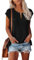 Rapbin Women's T-Shirt Casual V Neck Short Sleeve T Shirts for Women UK Black Ladies Tunic Tops S