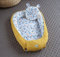 BLAU Türkis BLUMEN/SENFGELB Gelb Waffelpique Bio-Baumwolle Babynest Neugeborene Baby Unterlage Reisebett Nestchen SOLO/o. in PREMIUM Ausstattung SETS (Nest + Bärchen)