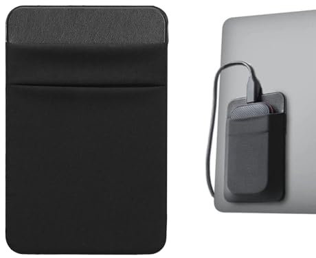 Hsrag 2-Pocket Adhesive Pouch for Laptop, Convenient Compatible with External Portable SSD, USB Cable, Magic Mouse and More