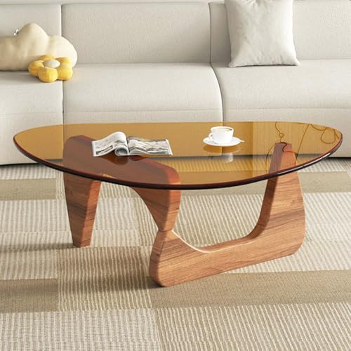 Moderner Couchtisch aus Glas für Wohnzimmer, Mitte des Jahrhunderts, kleiner Couchtisch, stilvolle Couchtische, geeignet für Schlafzimmer, Wohnzimmer, Empfang, Bürotische (Walnuss/Braun, klein)