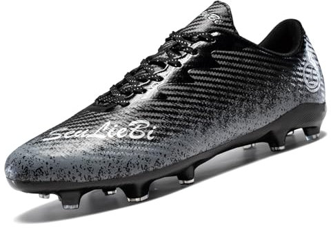 Unitysow Football Boots Men's Astro Turf Trainers Outdoor Football Shoes Kids Teenager Professional Athletics Soccer Shoes Sneakers,Black,5 UK