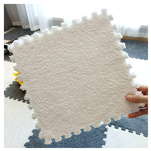 carpet squares, Plush Interlocking Foam Mat, Soft Puzzle Play Mat Foam Floor Tiles, Living Room Bedroom Carpet Tiles Area Rug Mats(White)