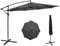 ZealWe Garden Parasol Umbrella, 3m Cantilever Patio Parasols with Cover and Crank Handle, Banana Parasol Sun Shade with Cross Base and 8 Ribs for Beach Pool Lawn Backyard Deck, Grey