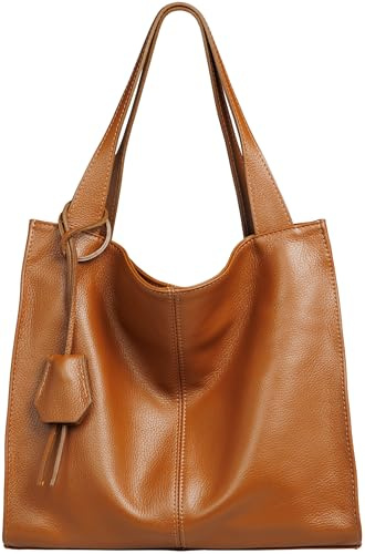 Caspar Große Damen Leder Schultertasche XL Shopper mit praktischer Innenaufteilung - PREMIUM LINE - Modell No.832 - Made in Italy