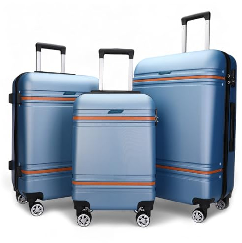 Infinity 3 Piece Luggage Sets Hard Shell Lightweight ABS Travel Cabin Case Holiday Suitcase Bags (3 Pcs Set Including Cabin,M,L)
