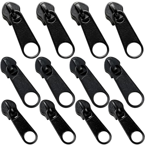 Reißverschluss Zipper, 12 Stück Reißverschlusss Reparatur Set mit 3 Größen, Ersatz für Reißverschluss Schieber, Ideal für Kleidung, Gepäck und Outdoor-Ausrüstung