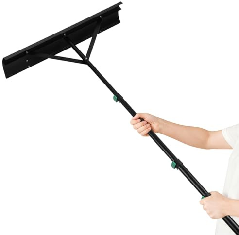 ISOISL Pala quitanieves fotovoltaica con ruedas, pv quitanieves de 108-360 cm, telescópica, de aluminio, protección del módulo, tira de goma, resistente a los arañazos e inoxidable