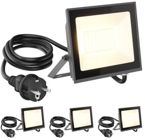 ledscom.de 4x LED Wandstrahler/Gartenstrahler OZIN, IP65, Stecker, anthrazit, 30 W, 2466 lm, warmweiß