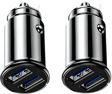 AYHYHLJZJ 2 Stück 15w Dual USB Zigarettenanzünder Adapter, Kfz-Ladegerät, Ultra kompakt, 5 V/3,1 A, schnelles Aufladen für iPhone 17/16/15/14/13/Pro Max, Android, Huawei (Schwarz)