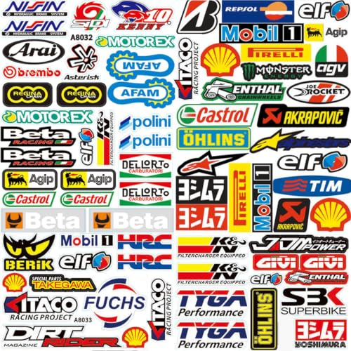 3 Stück Motocross Aufkleber - Moped Sticker, Auto Tuning Folie Set | Stickers Racing MTB Aufkleber Sponsoren Geeignet Für Motorrad, Skateboard, Auto, Rollerhelm Und Motocross (A)