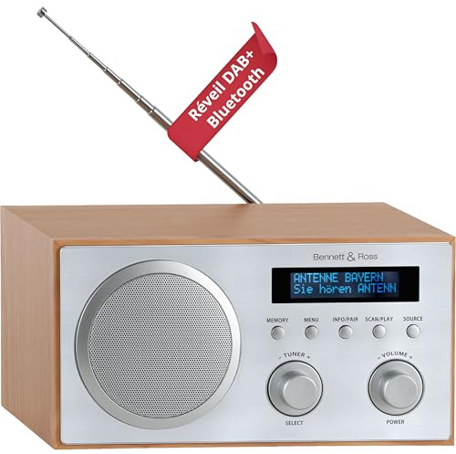 Bennett & Ross DAB-258 NT Vikedal DAB/FM-Radio mit Bluetooth, Empfang: DAB+ | Speicherplätze: 30 DAB + 30 FM, Lautsprecher: 1x 50 mm (5 Watt), Frequenzgang: 150 - 15.000 Hz, Bluetooth-Reichweite: 10 m