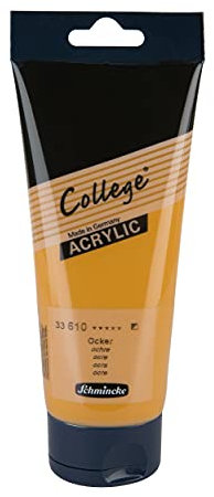 Schmincke - College Acrylic, Ocker in 200 ml-Tube, 33610014, Acrylfarbe mit Künstler-Pigmenten in hoher Konzentration, deckend und lasierend, lichtecht, seidenmatt