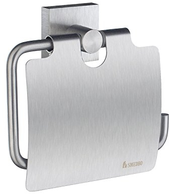 Smedbo House Toilettenpapierhalter mit Deckel, Messing, Silber, 11,5 x 11,2 x 4,5 cm