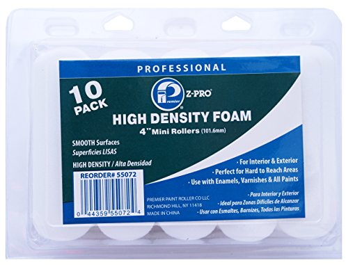 Premier 4 High Density Foam Mini Roller Cover, 10 Pack, 55072