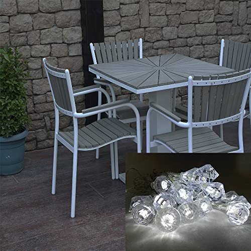 Dapo LED-Solar-Garten-Lichterkette DIAMANT 24 weisse LEDs, Weihnachts-Tisch-Fenster-Kommode-Baum-Blumentopf-Party-Balkon-Leuchte-Lampen