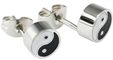 2 Yin Yang Magnet Ohrstecker Energetix 4you / Magnetix No. 1933P Ø ca. 0,7 cm mit Neodym Magnet