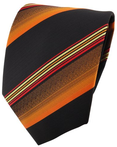TigerTie Designer Krawatte in orange rot gold schwarz gestreift