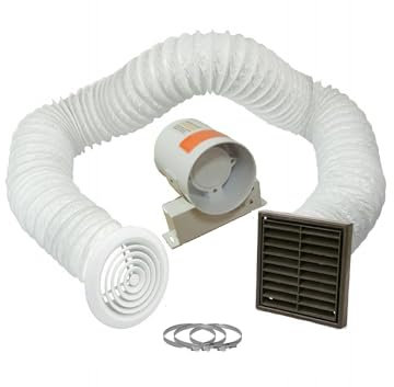 4 Inline Extractor Fan Timer - Full Kit - Ventilation for Bathroom Shower Brown