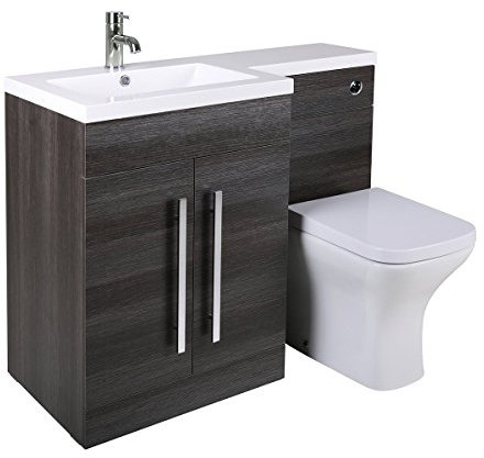 Aquariss Designer LH Grey Combi Bathroom Vanity Unit with Basin + Back To Wall Toilet