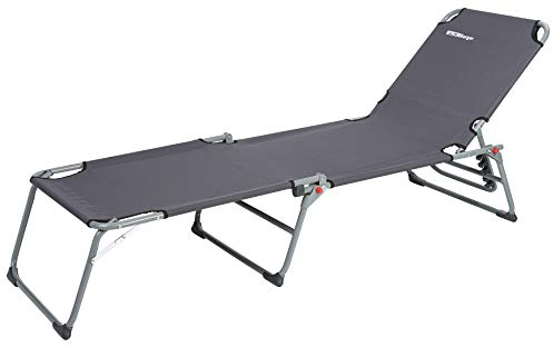 BERGER Dreibeinliege, Stahlgestänge, grau, Belastbar bis 120 kg, 5-Fach verstellbar, Tragetasche, Feldbett Campingliege