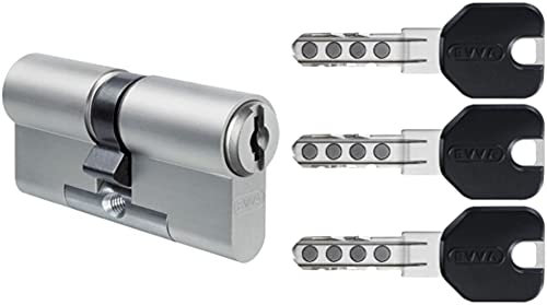 EVVA MCS Doppelzylinder mit 3 Design-Schlüssel schwarz, Länge (a/b) 41/51mm (c=92mm), einzigartige Magnet-Technologie, Not-u. Gefahrenfunktion BSZ, Modularbauweise SYMO, Aufbohr-, und Ziehschutz KZS