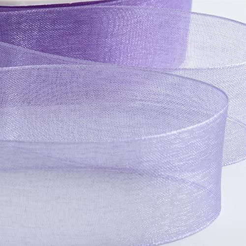 1 x 50 Yards Organza Ribbon Lilac 10mm Wide 50 Yards 45 Meters for Gifts Wrap Sew Party, Decorations Events Dress Wedding Christmas Crafts, Bows Car, Balloons DIY, Bouquets, Cake More