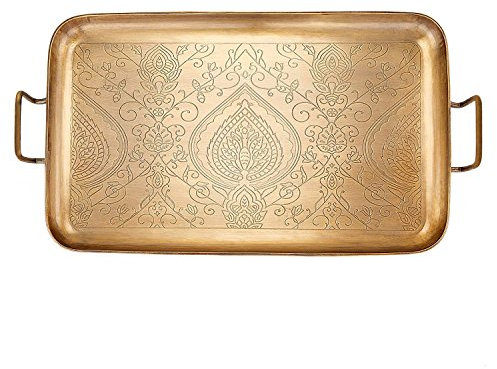 Tangier Champagne Tone Etched Tray, 19 x 10¼ x 1