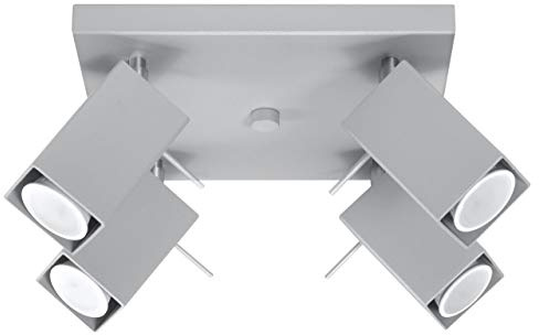 SOLLUX lighting Deckenlampe Deckenleuchte Deckenstrahler Stahl - 4 Flammig - LED Lampe Glühbirne - Grau Merida