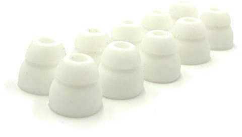 JustEarbuds 5 Pair Double Flange Earbud Headphones Replacement Silicone Ear Tips for Skullcandy, Panasonic, LG, Powerbeats, Symphonized, iFrogz, Mpow, JVC (White)