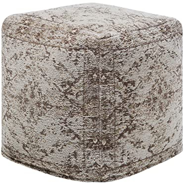 Beliani Pouf Baumwolle braun quadratisch 42 x 42 cm orientalisches Muster Boho Meerut