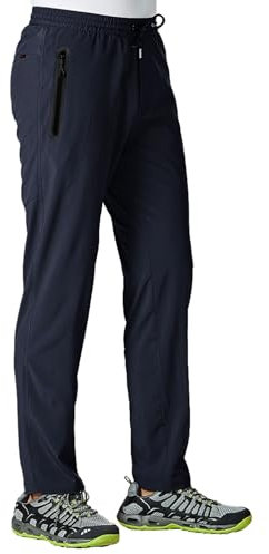 TBMPOY Leichte Herren-Wanderhose, atmungsaktiv, sportlich, Angeln, aktive Jogginghose, Reißverschlusstaschen, A3-navy, Groß