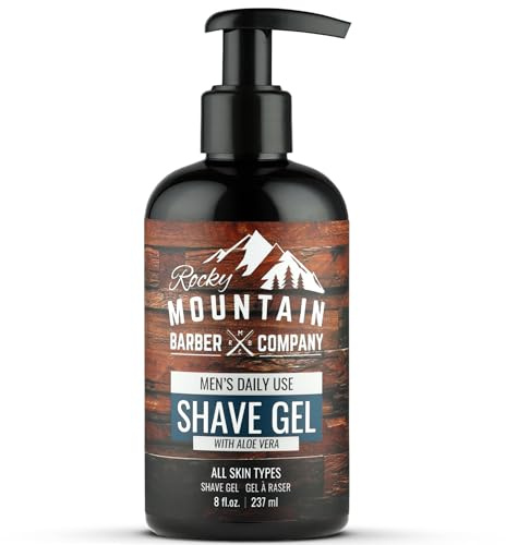 Men's Shave Gel - Clear Shaving Gel So You Can See Where You Are Shaving – For Full Shaves and Tightening Beard Lines - 8oz by Rocky Mountain Barber Company