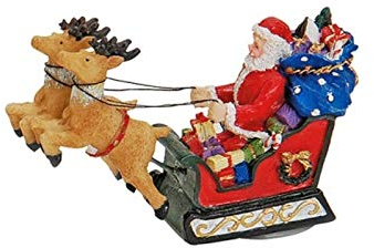 meindekoartikel Weihnachtliche Miniatur-Figuren Winterwelt-Szene aus Poly - Rentierschlitten B8 x T2,5 x H8 x cm
