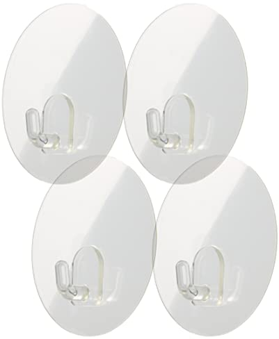 EXEHook Wandhaken Saugnapf/Selbstklebend für Küche, Bad, Caravan transparent (4Kg S rund 4er Set)
