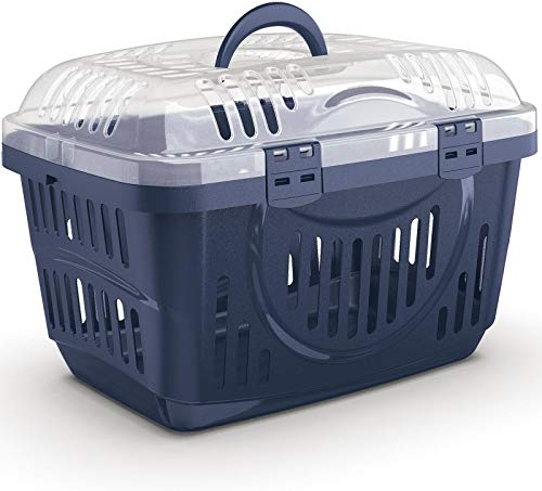 CAT CENTRE Grey & Transparent Lid Pet Dog Puppy Cat Carriers Basket Bag Cage Portable Travel Kennel Training Box