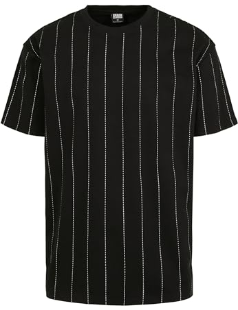 Urban Classics Herren T-Shirt Oversized Pinstripe Tee T-Shirt, Black, 4XL Große Größen