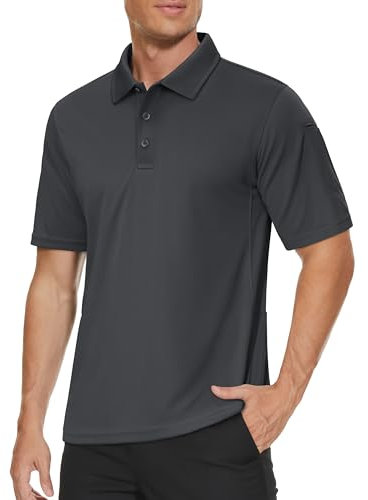 MAGCOMSEN Golf Polo Shirt Short Sleeve Quick Dry Sports T-Shirt Moisture-Wicking Summer Work Polo Grey, 3XL