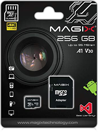 Magix 256GB microSD Card Class10 V30 U3, Read Speed Up to 95 MB/s, 4K Series (SD Adapter Included)