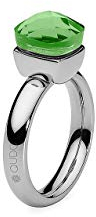 Qudo Firenze Edelstahl silber farbenem Ring mit peridot Stein (grün) (52 (16.6))