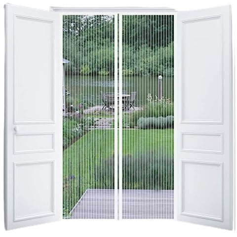 Magnetic Fly Screen Door Curtain GENERISE Fly Screens for Doors - Lightweight & Washable, Simple to Install 97cmx210cm (White)