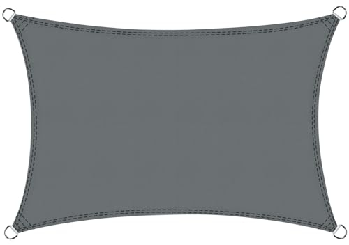 COOL AREA Sonnensegel Wasserdicht Rechteckig 3x4m Sonnenschutz UV Schutz Windschutz,Geeignet für Außenbereiche wie Garten und Balkone,Terrasse,Antracita