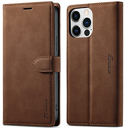 LOLFZ Wallet Case for iPhone 13 Pro, Premium Leather Case Card Holder Kickstand Magnetic Closure Flip Case Cover for iPhone 13 Pro 6.1 inch - Brown