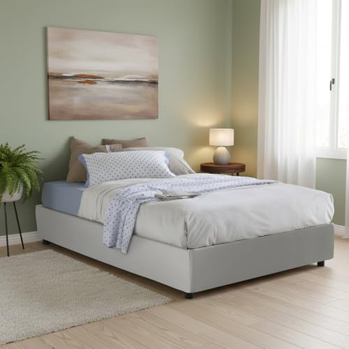 Talamo Italia - Doppelbett Francesca, Bettkasten aus Öko-Leder, Öffnung vorne, geeignet für Matratze 140x190 cm, 100 % Made in Italy, Weiß