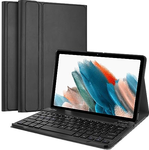 Procase Funda y Teclado Americano para Galaxy Tab A8 10.5 2021, Teclado Inalámbrico con Estuche Protector de Samsung Galaxy Tab A8 10.5 Pulgadas X200 X205 -Negro